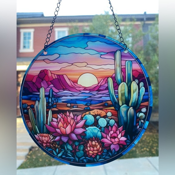 Other - 🍁2 for $25🍁 pink desert cactus acrylic suncatcher window ornament
